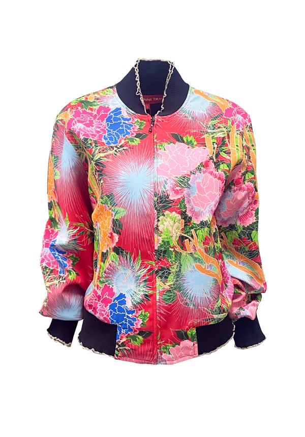 PEONY PRINT SATIN JACKET